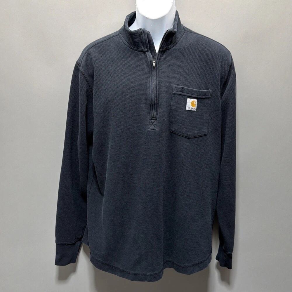 Carhartt Relaxed Fit Quarter Zip Pullover Men’s Large Gray Workwear Sweatshirt - Picture 2 of 7